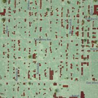 Second close-up of the map of Muskegon Heights, Michigan print showing more streets and buildings