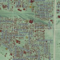 Second close-up of the map of Muskegon, Michigan print showing more streets and buildings