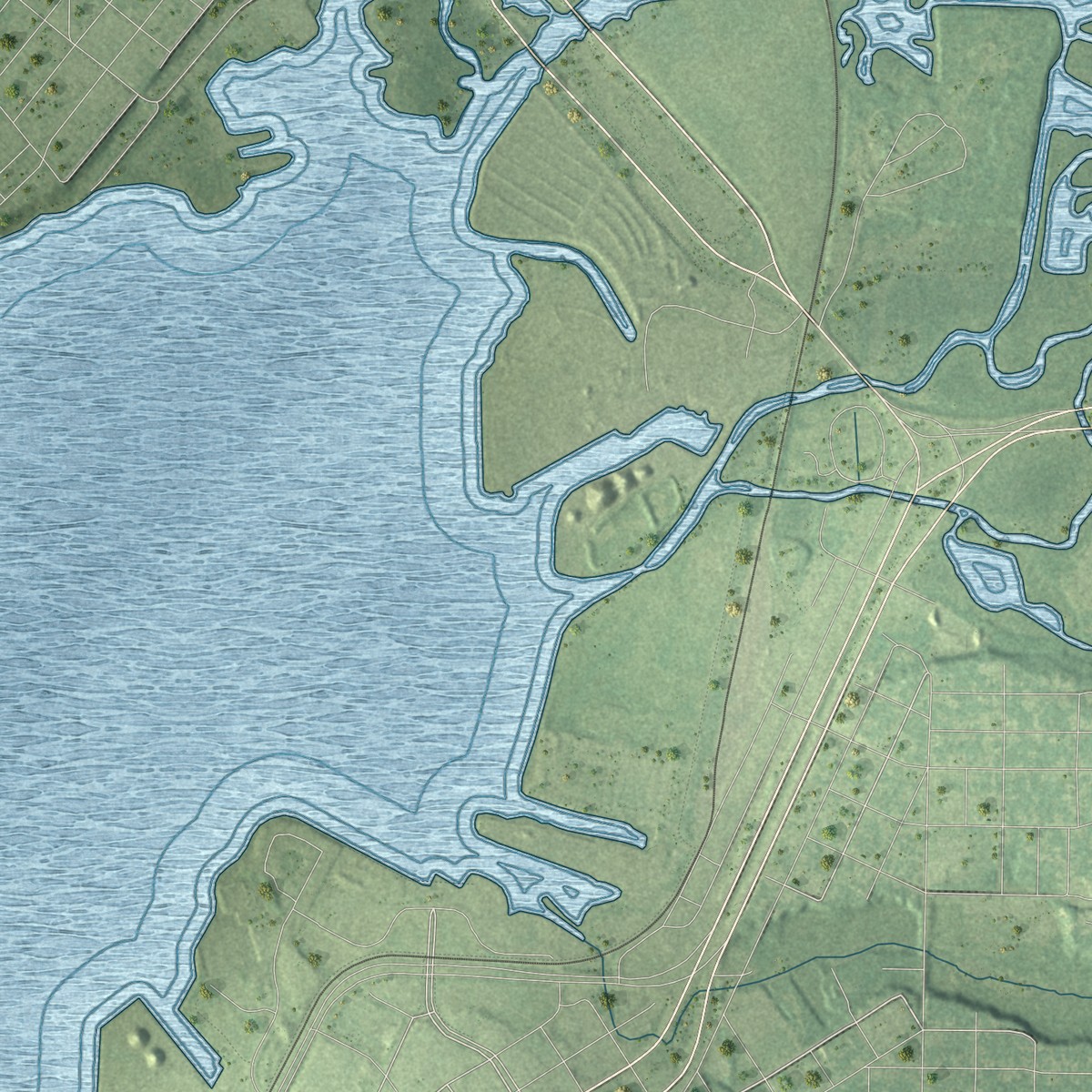 Second close-up of the map of Muskegon, Muskegon County, Michigan print showing more streets and buildings