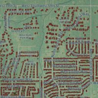 Second close-up of the map of Mustang, Oklahoma print showing more streets and buildings