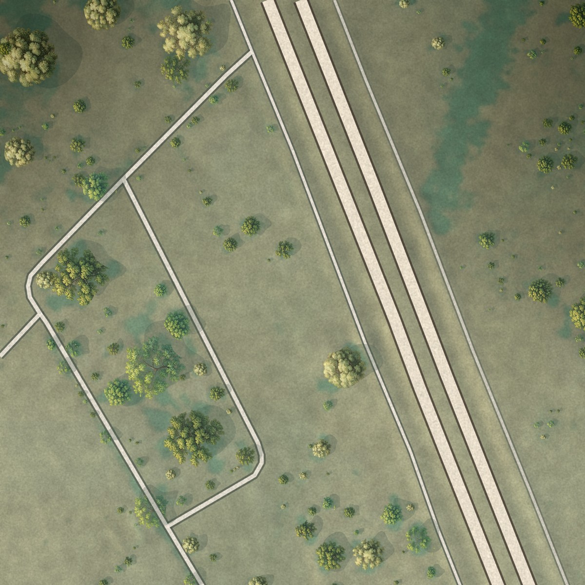 Second close-up of the map of Mustang, Texas print showing more streets and buildings