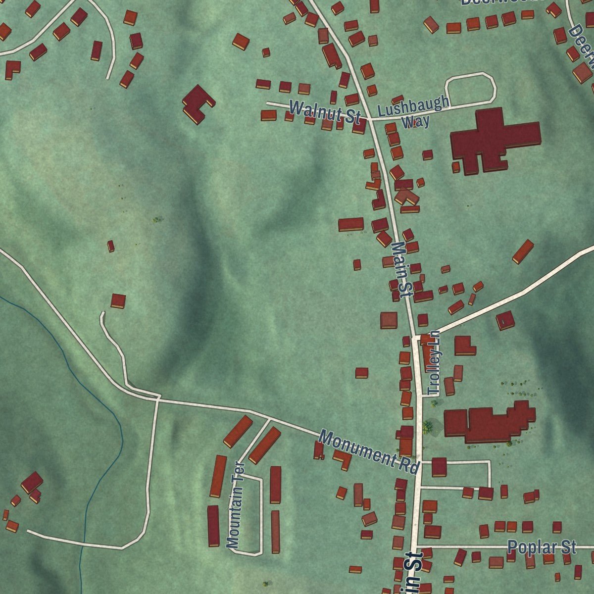 Second close-up of the map of Myersville, Maryland print showing more streets and buildings