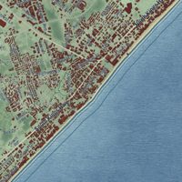 Second close-up of the map of Myrtle Beach, South Carolina print showing more streets and buildings