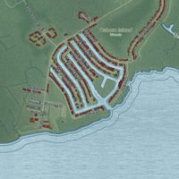 Second close-up of the map of Mystic Island, New Jersey print showing more streets and buildings