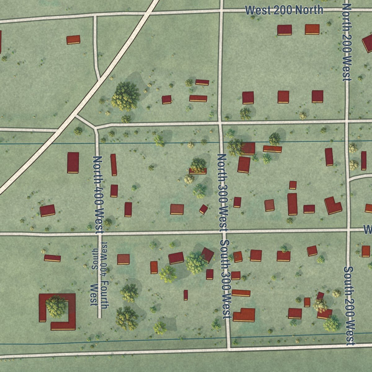 Second close-up of the map of Myton, Utah print showing more streets and buildings
