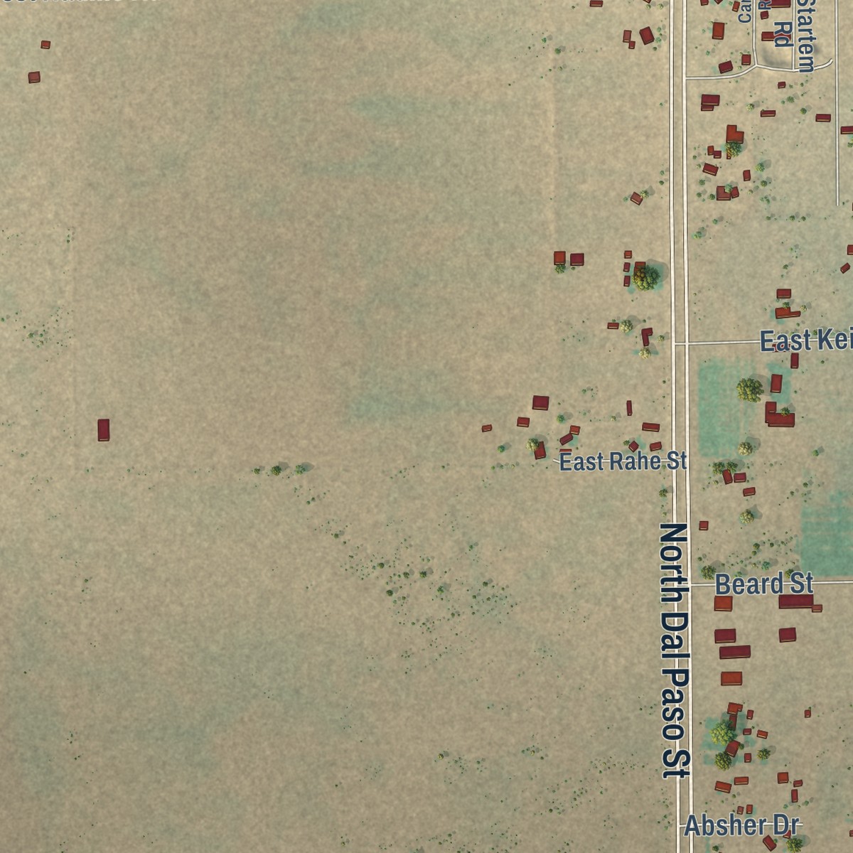 Second close-up of the map of Nadine, New Mexico print showing more streets and buildings