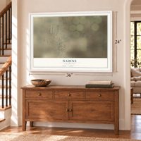 Nadine, New Mexico map, 24 x 36 inch print in a white frame above a dresser by a staircase