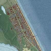 Second close-up of the map of Nags Head, North Carolina print showing more streets and buildings