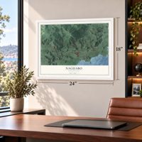 Naguabo, Puerto Rico map, 18 x 24 inch print in a white frame in a home office