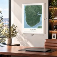 Nanjemoy, Maryland map, 18 x 24 inch print in a white frame in a home office