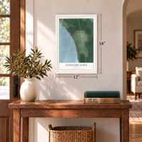 Nanticoke Acres, Maryland map, 12 x 18 inch print in a white frame in an entryway