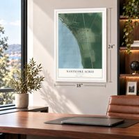 Nanticoke Acres, Maryland map, 18 x 24 inch print in a white frame in a home office