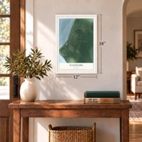 Nanticoke, Maryland map, 12 x 18 inch print in a white frame in an entryway