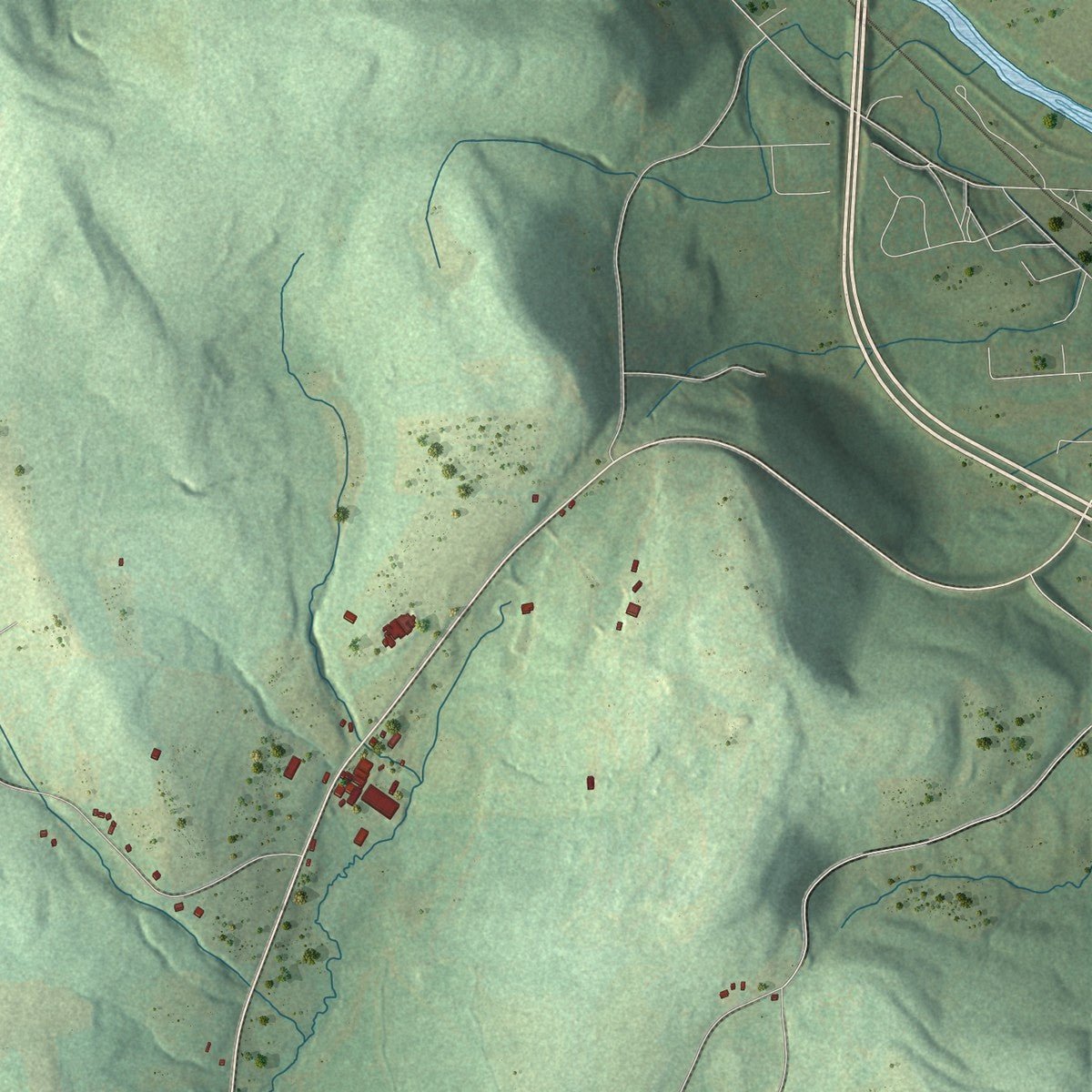 Second close-up of the map of Nanticoke, New York print showing more streets and buildings