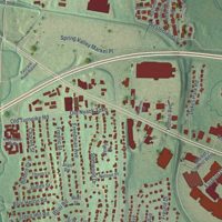 Second close-up of the map of Nanuet, New York print showing more streets and buildings