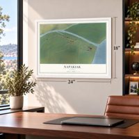 Napakiak, Alaska map, 18 x 24 inch print in a white frame in a home office