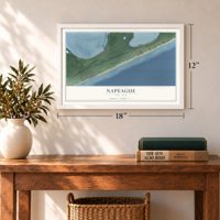 Napeague, New York map, 12 x 18 inch print in a white frame in an entryway