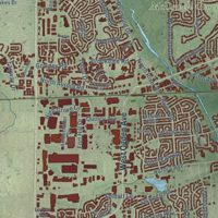 Second close-up of the map of Naperville, Illinois print showing more streets and buildings