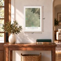 Napi Headquarters, New Mexico map, 12 x 18 inch print in a white frame in an entryway