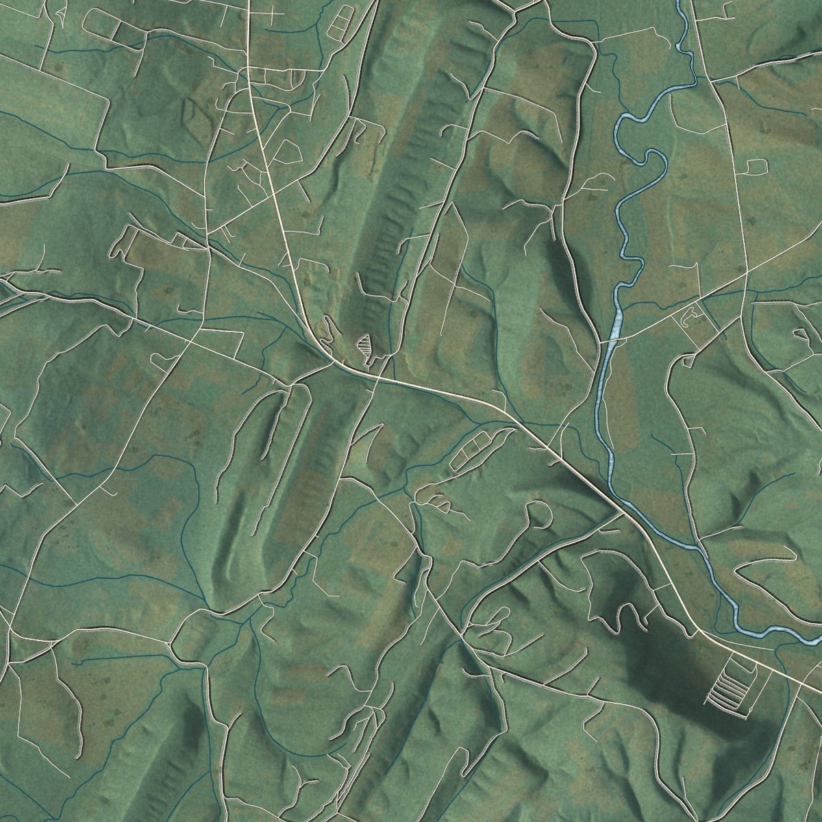 Second close-up of the map of Napier, Pennsylvania print showing more streets and buildings