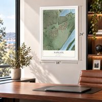 Naplate, Illinois map, 18 x 24 inch print in a white frame in a home office