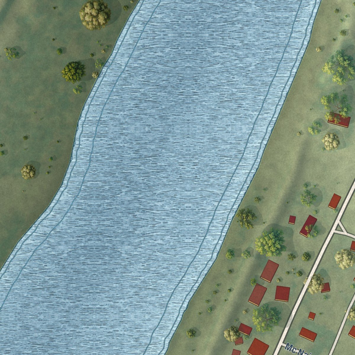 Second close-up of the map of Naples, Illinois print showing more streets and buildings
