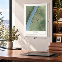 Naples, Illinois map, 18 x 24 inch print in a white frame in a home office