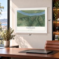 Napoleon, Missouri map, 18 x 24 inch print in a white frame in a home office