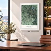 Naranjito, Puerto Rico map, 18 x 24 inch print in a white frame in a home office