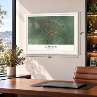 Narberth, Pennsylvania map, 18 x 24 inch print in a white frame in a home office