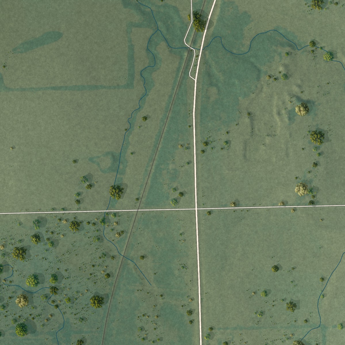 Second close-up of the map of Narcissa, Oklahoma print showing more streets and buildings