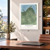Nasewaupee, Wisconsin map, 18 x 24 inch print in a white frame in a home office
