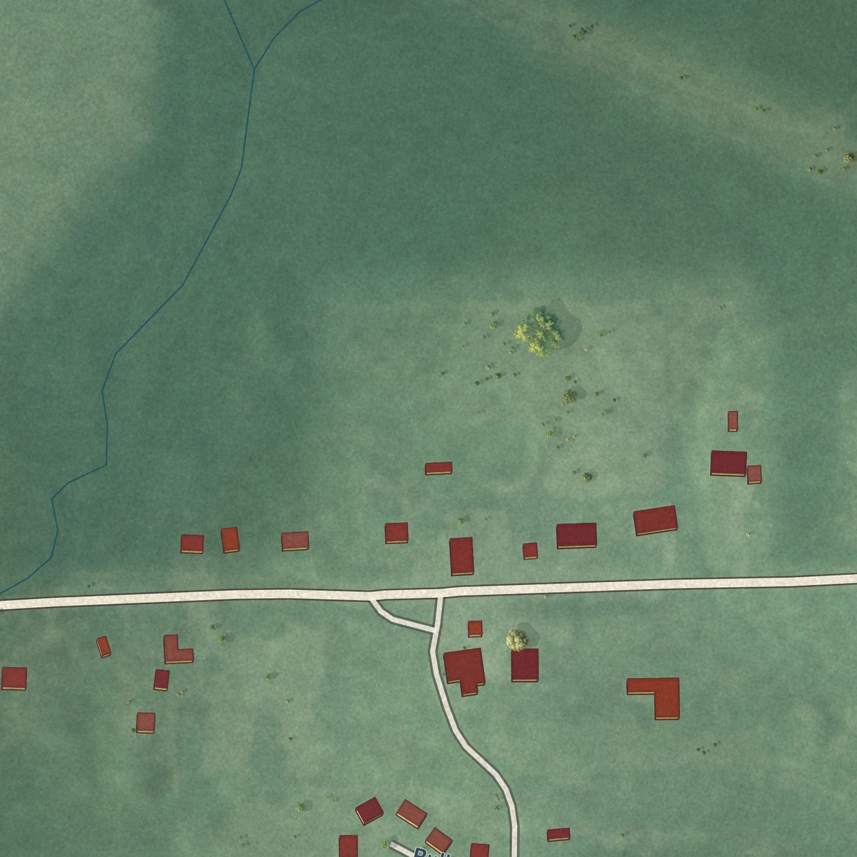 Second close-up of the map of Nashoba, Oklahoma print showing more streets and buildings