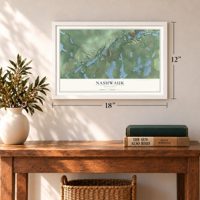 Nashwauk, Minnesota map, 12 x 18 inch print in a white frame in an entryway