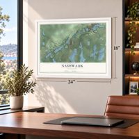 Nashwauk, Minnesota map, 18 x 24 inch print in a white frame in a home office