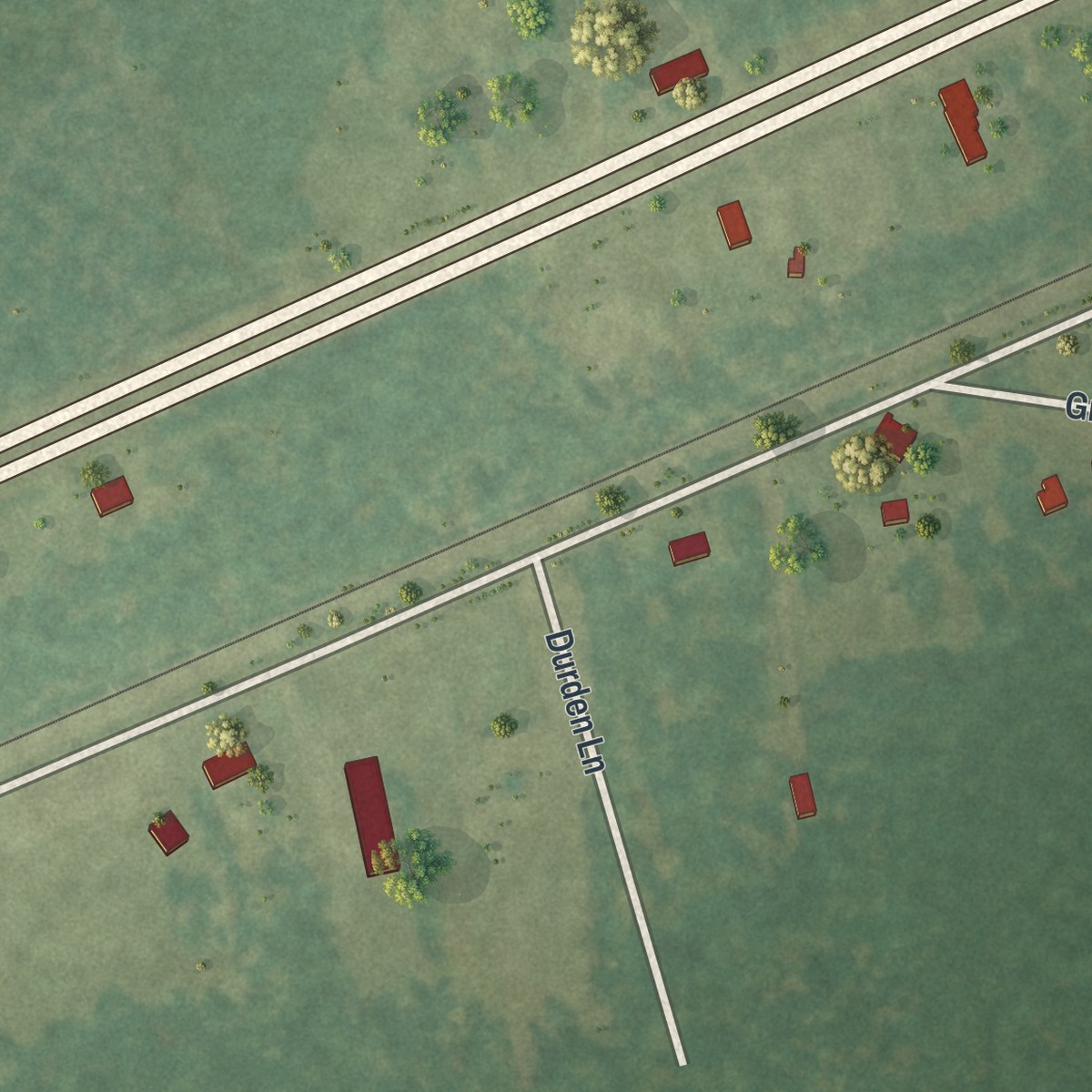 Second close-up of the map of Naylor, Georgia print showing more streets and buildings