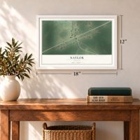 Naylor, Georgia map, 12 x 18 inch print in a white frame in an entryway