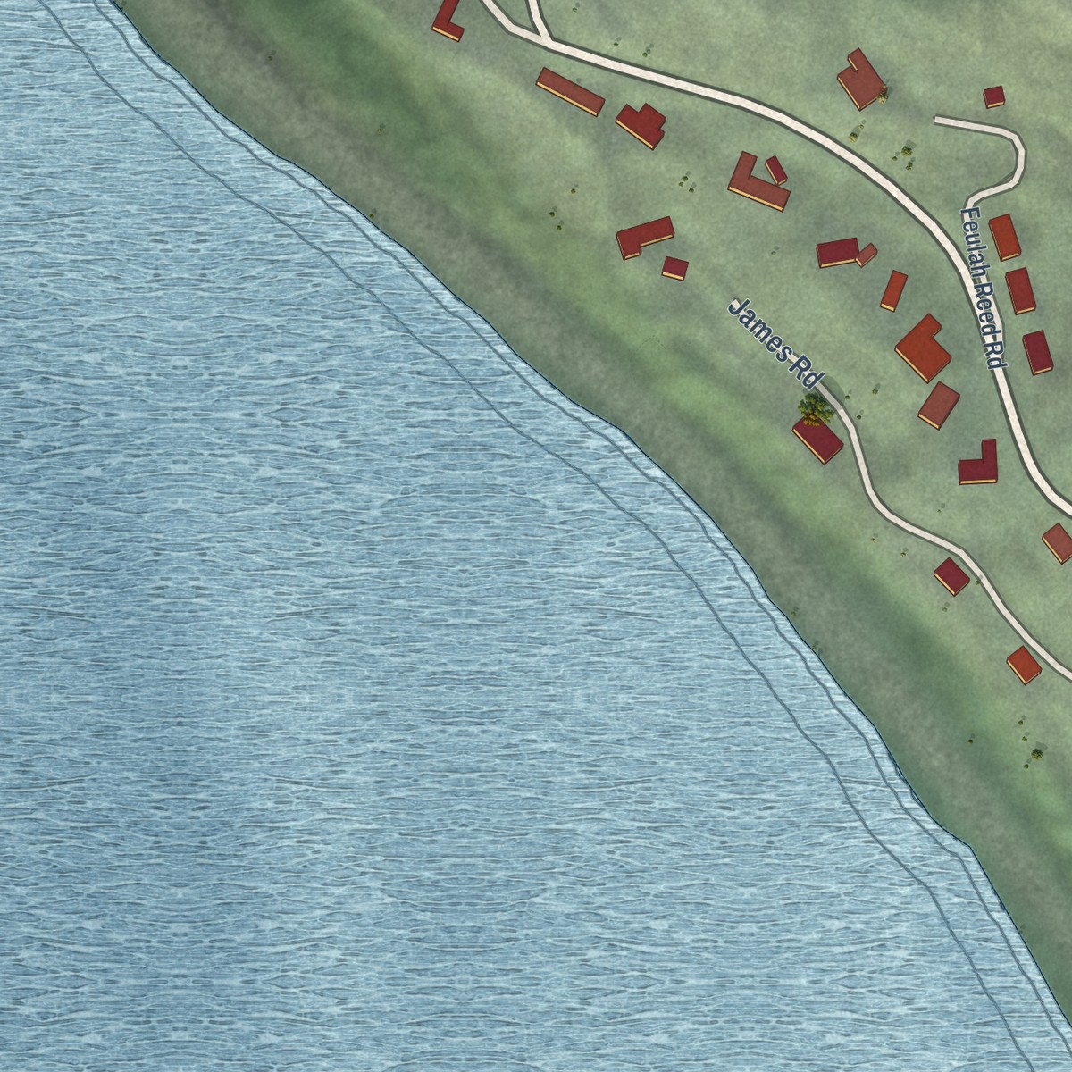 Second close-up of the map of Neahkahnie, Oregon print showing more streets and buildings
