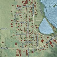 Second close-up of the map of Necedah, Wisconsin print showing more streets and buildings
