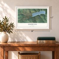 Nederland, Colorado map, 12 x 18 inch print in a white frame in an entryway