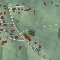 Second close-up of the map of Needmore, Indiana print showing more streets and buildings