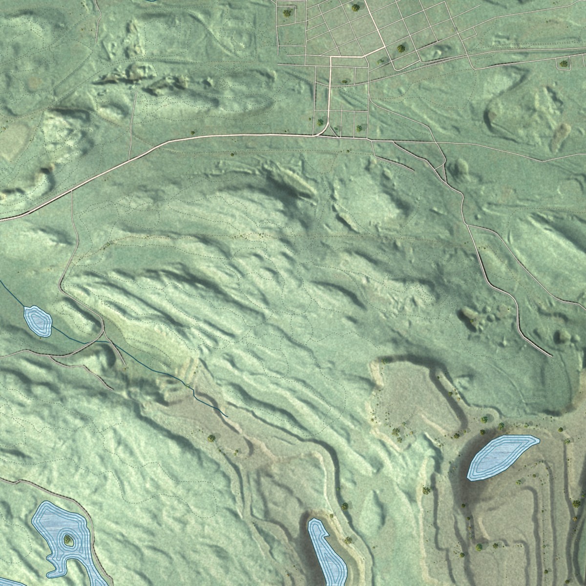 Second close-up of the map of Negaunee, Marquette County, Michigan print showing more streets and buildings