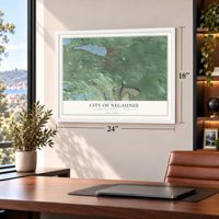 Negaunee, Michigan map, 18 x 24 inch print in a white frame in a home office