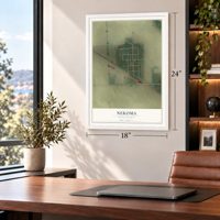 Nekoma, North Dakota map, 18 x 24 inch print in a white frame in a home office