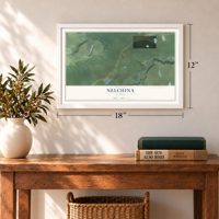 Nelchina, Alaska map, 12 x 18 inch print in a white frame in an entryway