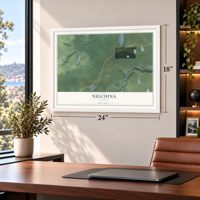 Nelchina, Alaska map, 18 x 24 inch print in a white frame in a home office