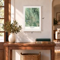 Nelson, Georgia map, 12 x 18 inch print in a white frame in an entryway
