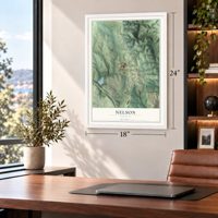 Nelson, Georgia map, 18 x 24 inch print in a white frame in a home office