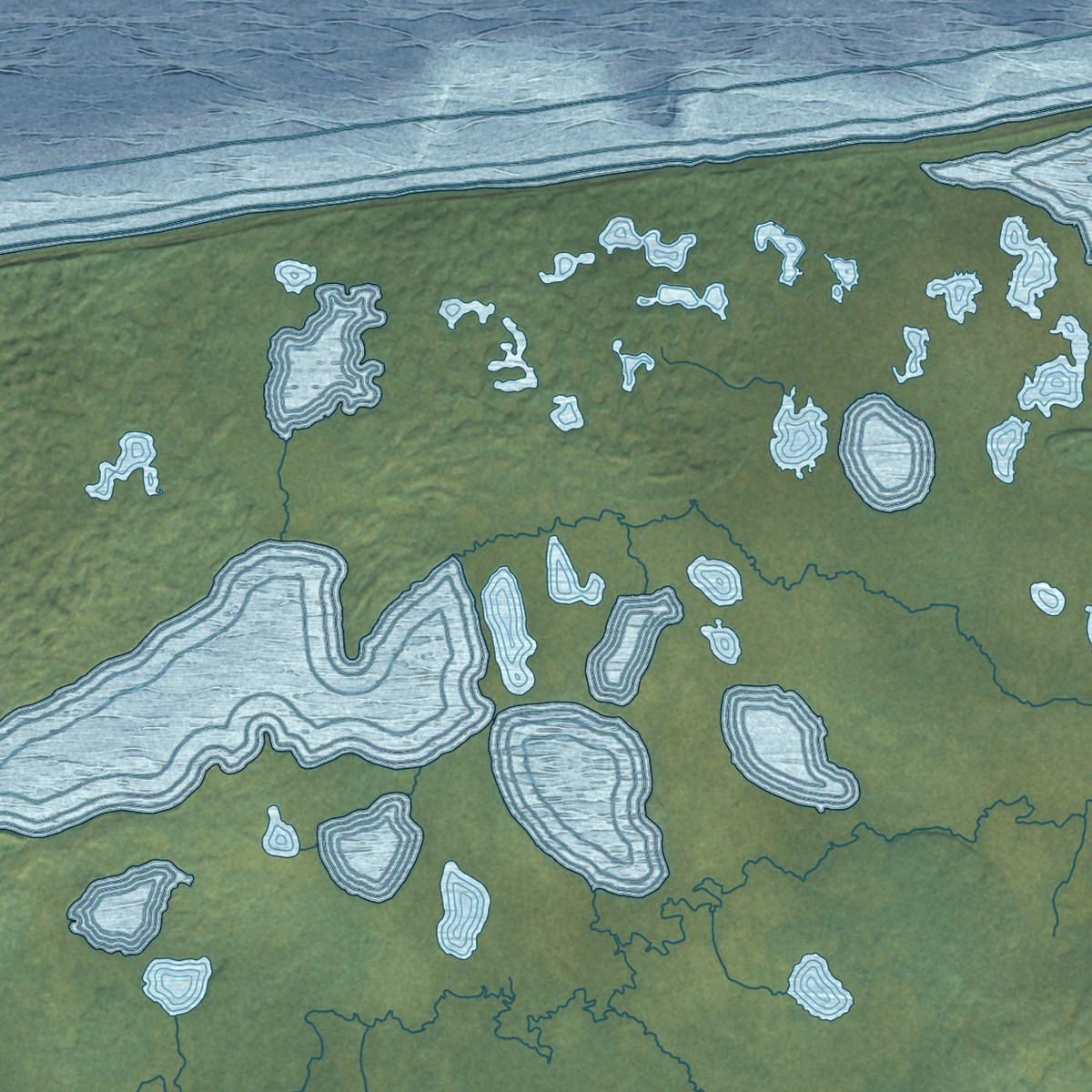 Second close-up of the map of Nelson Lagoon, Alaska print showing more streets and buildings