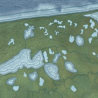 Second close-up of the map of Nelson Lagoon, Alaska print showing more streets and buildings